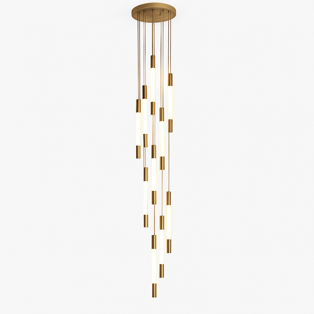 lustre led ligne longue moderne suspension villa luxe éclairage