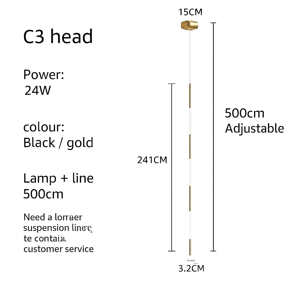 lustre led ligne longue moderne suspension villa luxe éclairage
