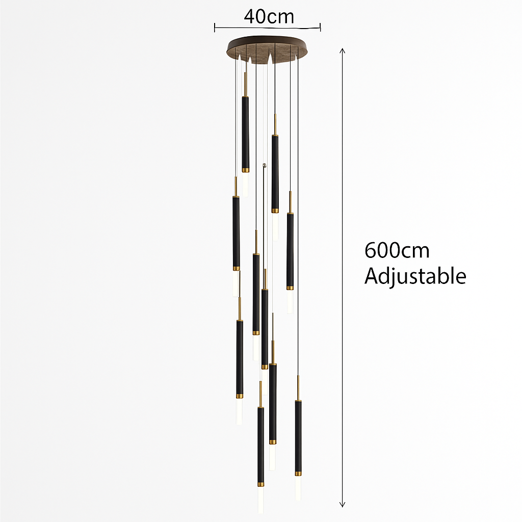 lustre led ligne longue moderne suspension villa luxe éclairage
