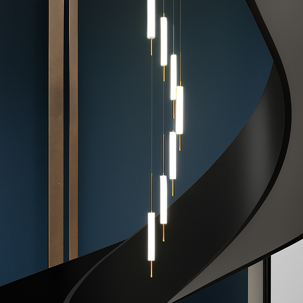 lustre led ligne longue moderne suspension villa luxe éclairage