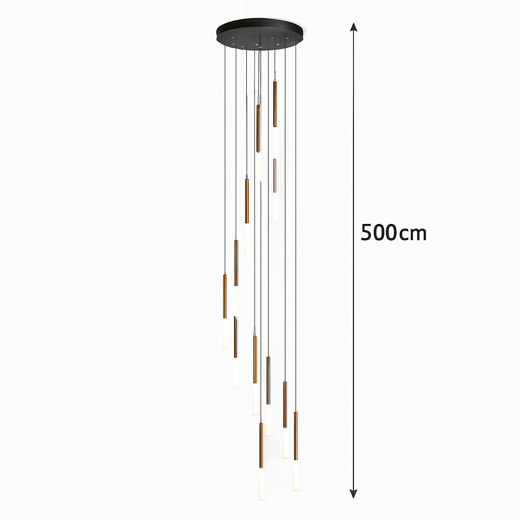 lustre led ligne longue moderne suspension villa luxe éclairage