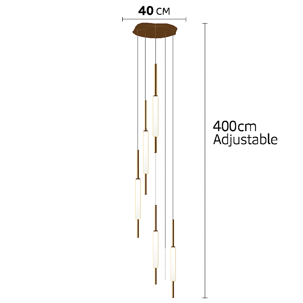 lustre led ligne longue moderne suspension villa luxe éclairage