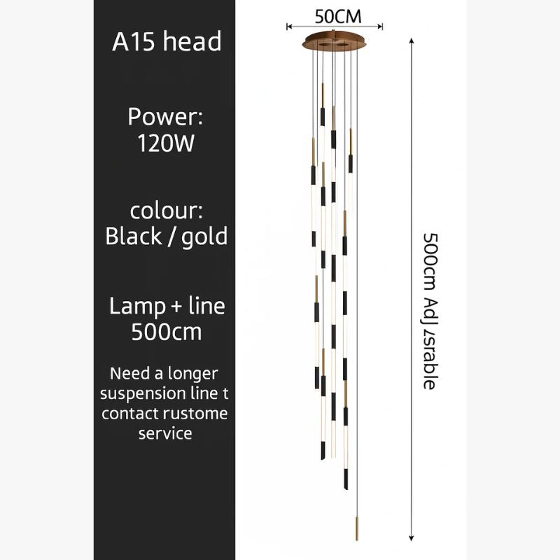 lustre led ligne longue moderne suspension villa luxe éclairage