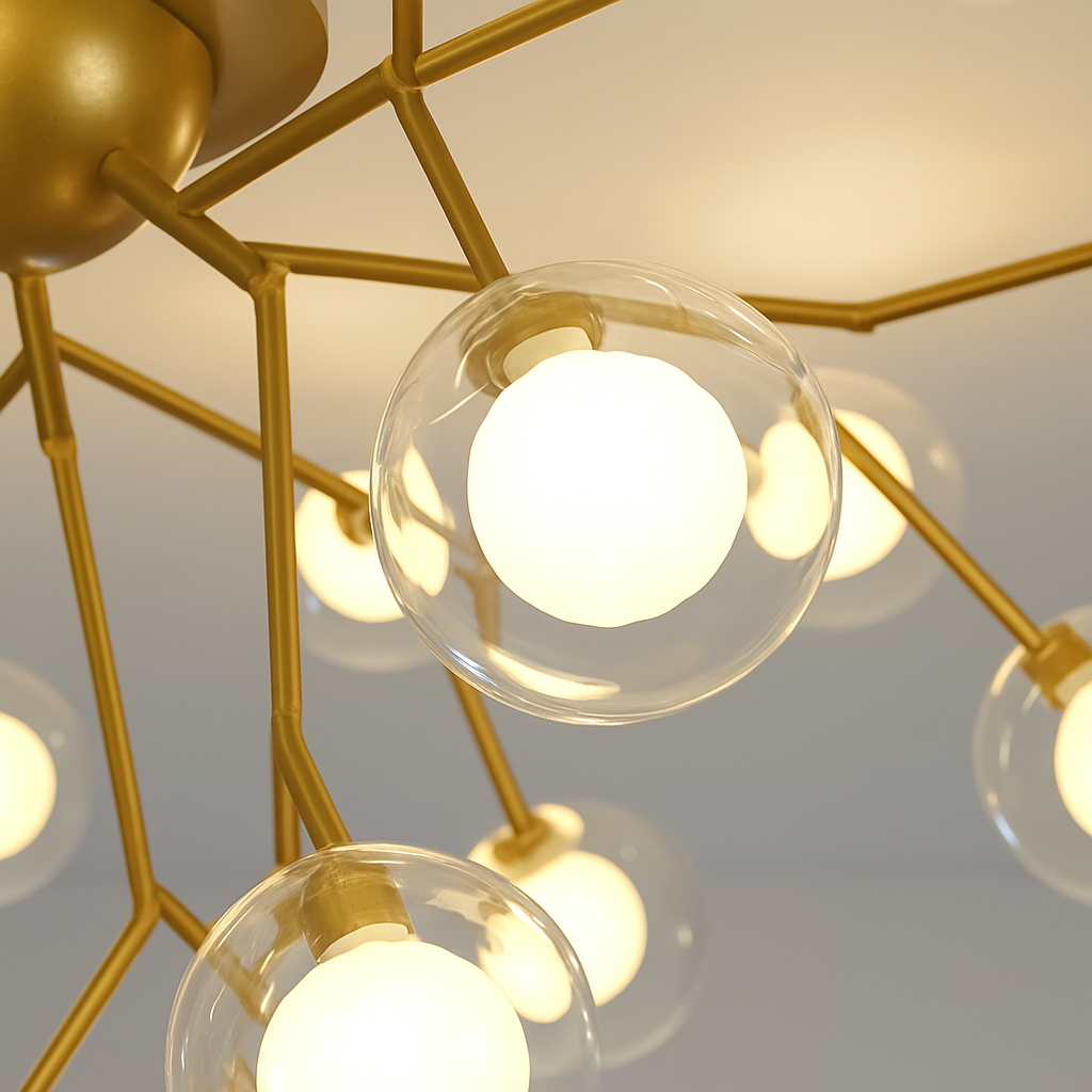lustre à LED luciole nordique avec bulles de verre décoratives