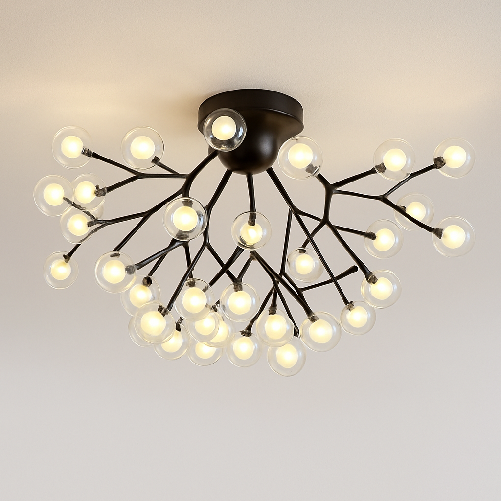 lustre à LED luciole nordique avec bulles de verre décoratives
