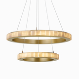 Lustre LED marbre acier inoxydable or noir rond