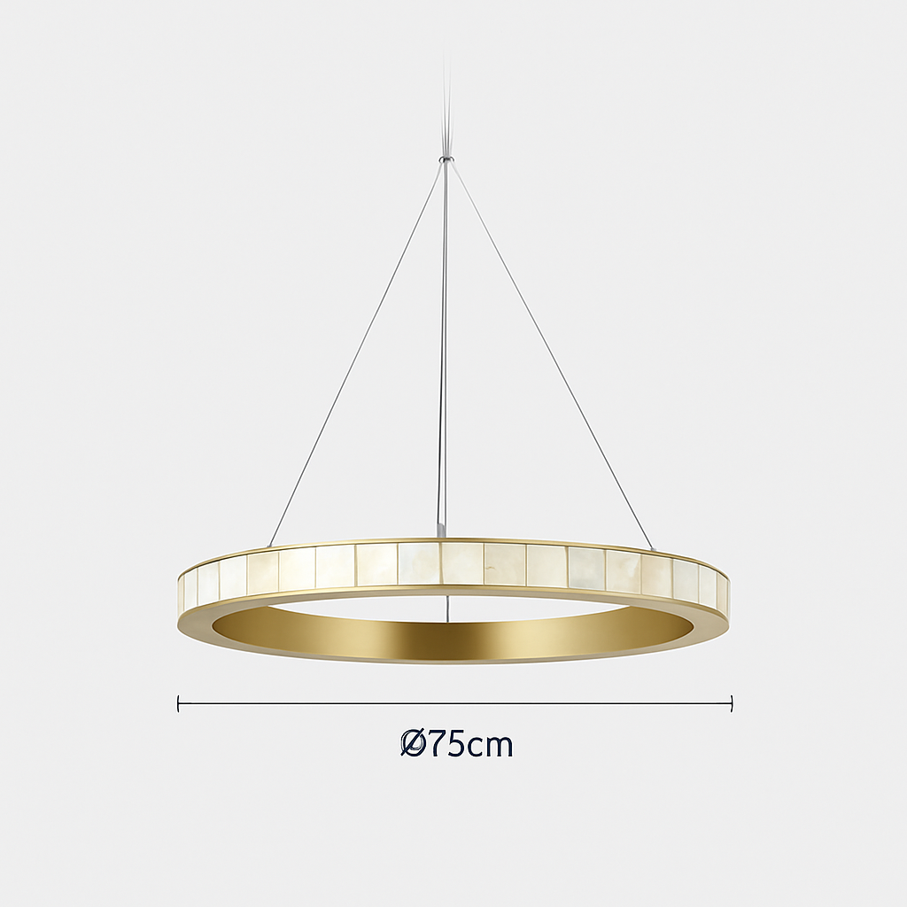 Lustre LED marbre acier inoxydable or noir rond