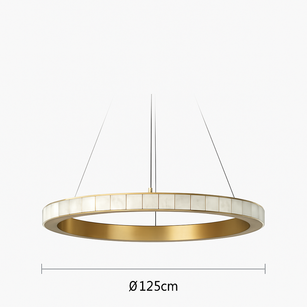 Lustre LED marbre acier inoxydable or noir rond