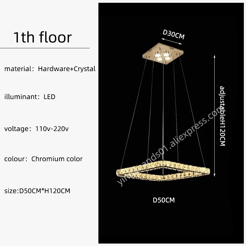 lustre à led minimaliste moderne en cristal design élégant