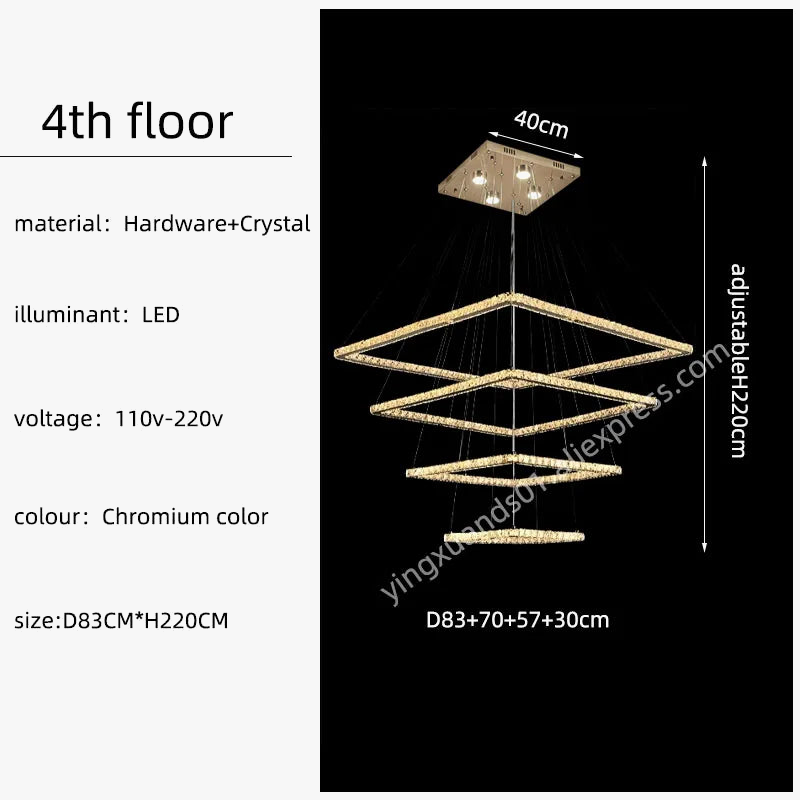 lustre à led minimaliste moderne en cristal design élégant