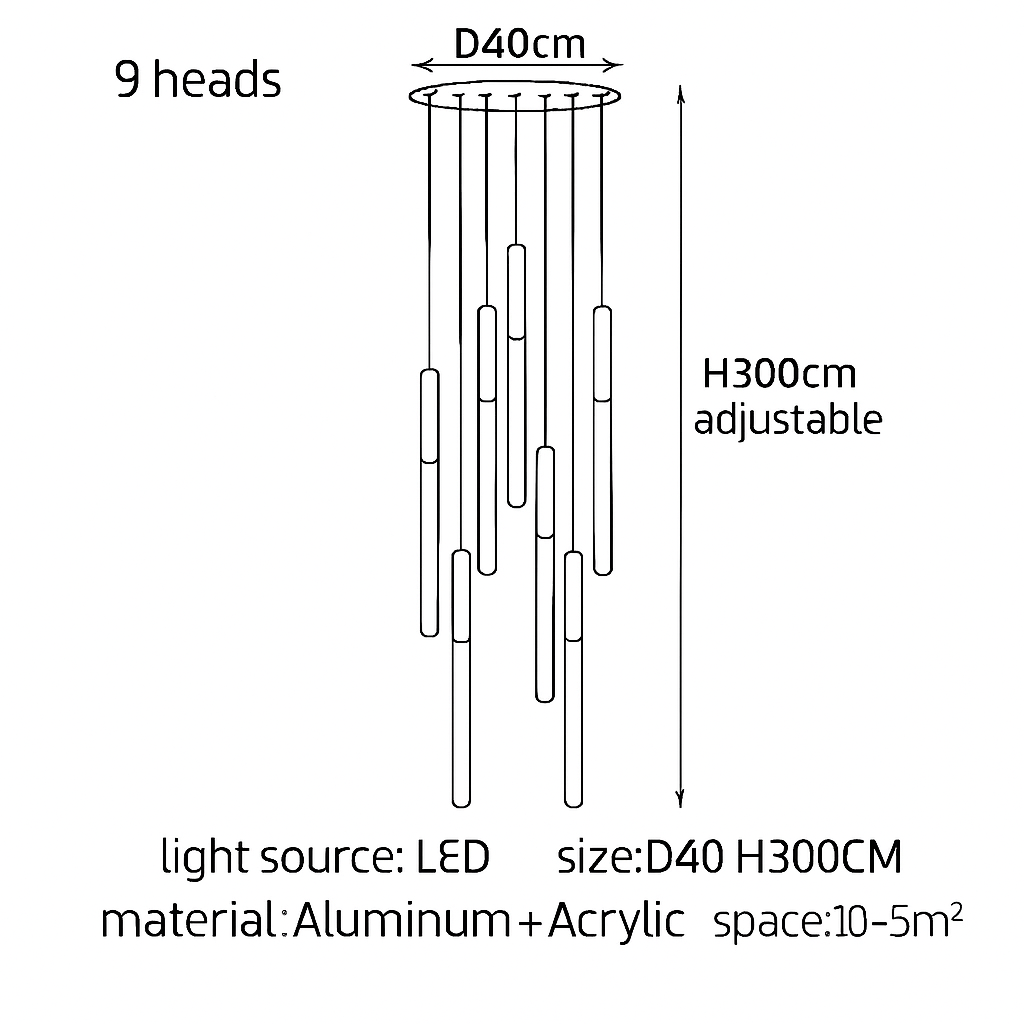 lustre led minimaliste moderne pour villa restaurant escalier