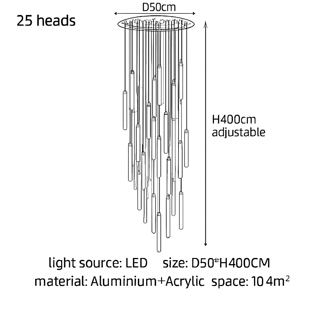 lustre led minimaliste moderne pour villa restaurant escalier