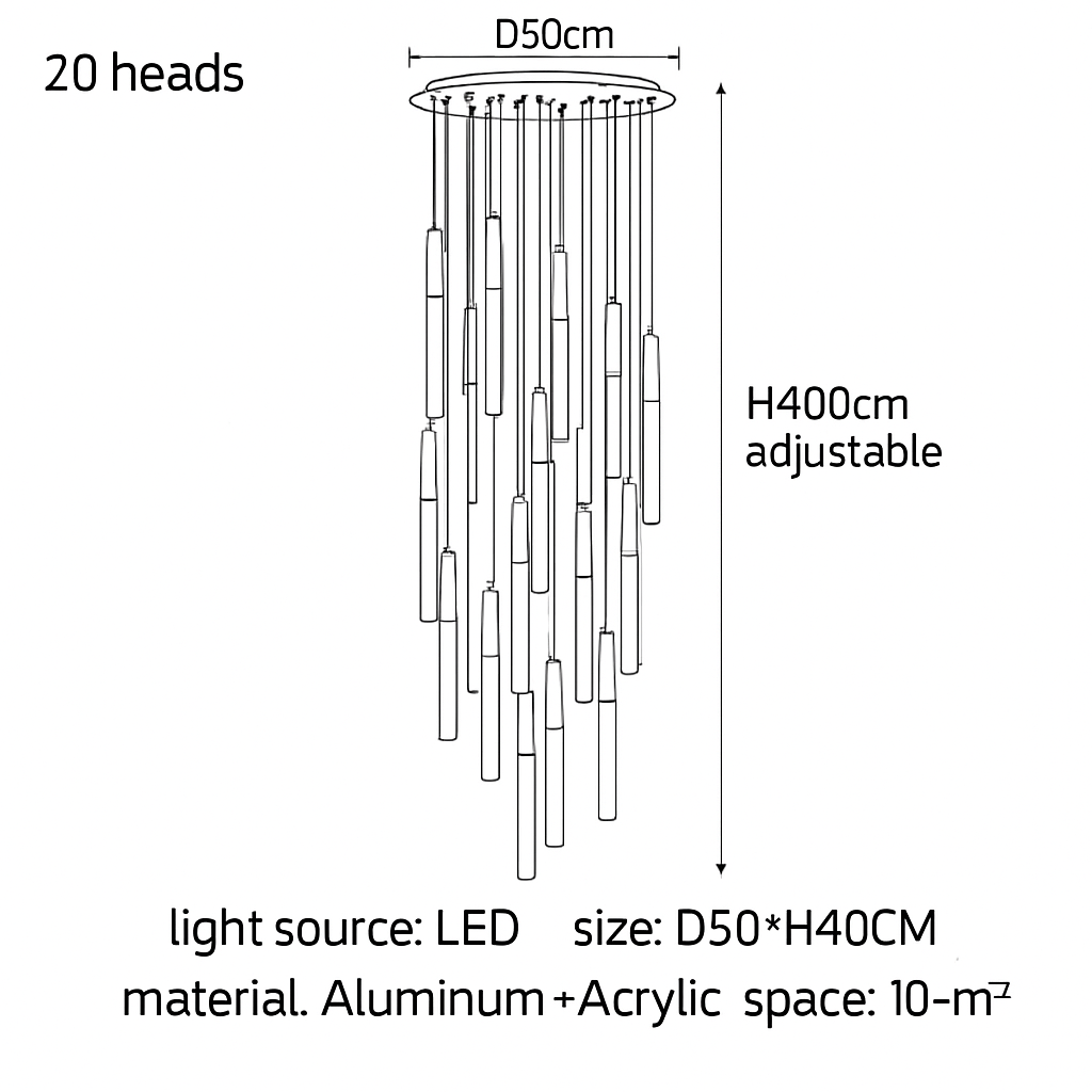 lustre led minimaliste moderne pour villa restaurant escalier