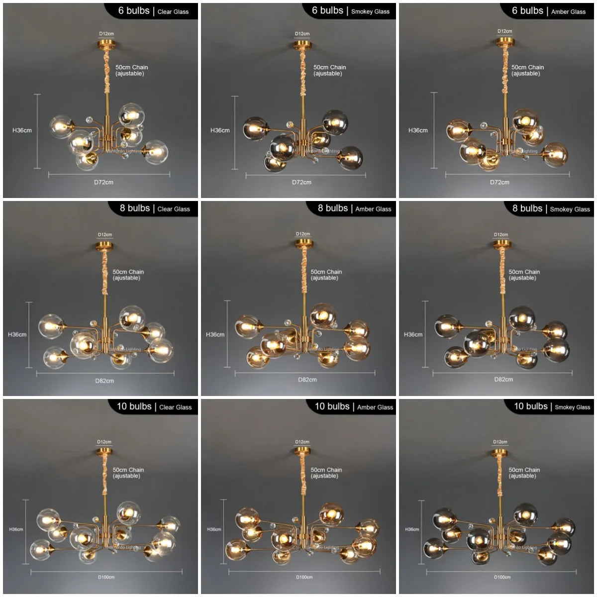 lustre led moderne 10 globes