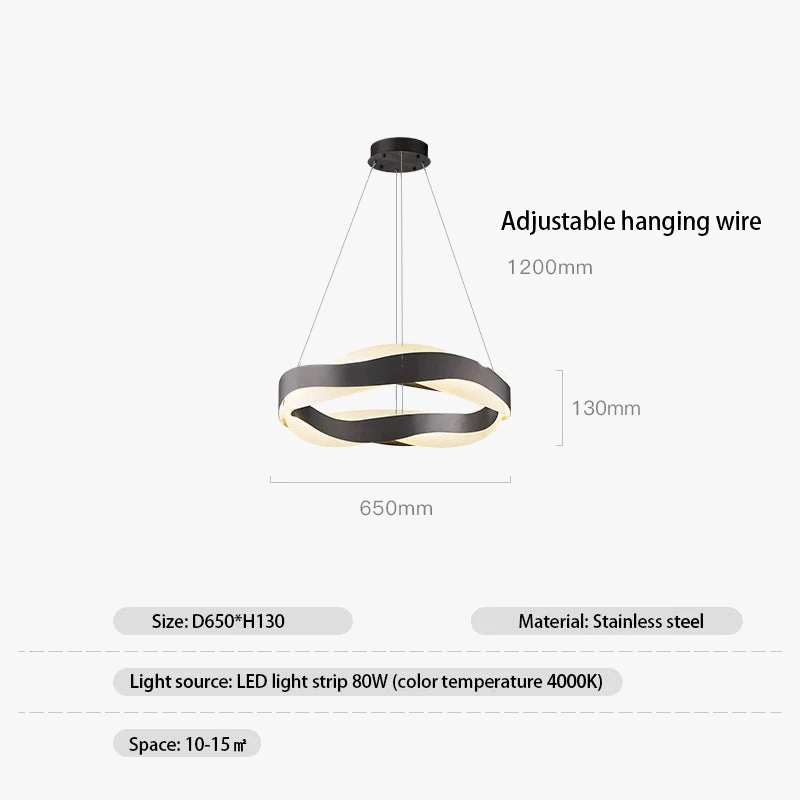 lustre led moderne anneaux brossés en cristal