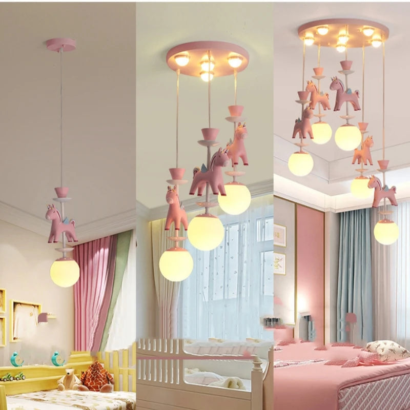lustre led moderne carrousel pour enfants style princesse