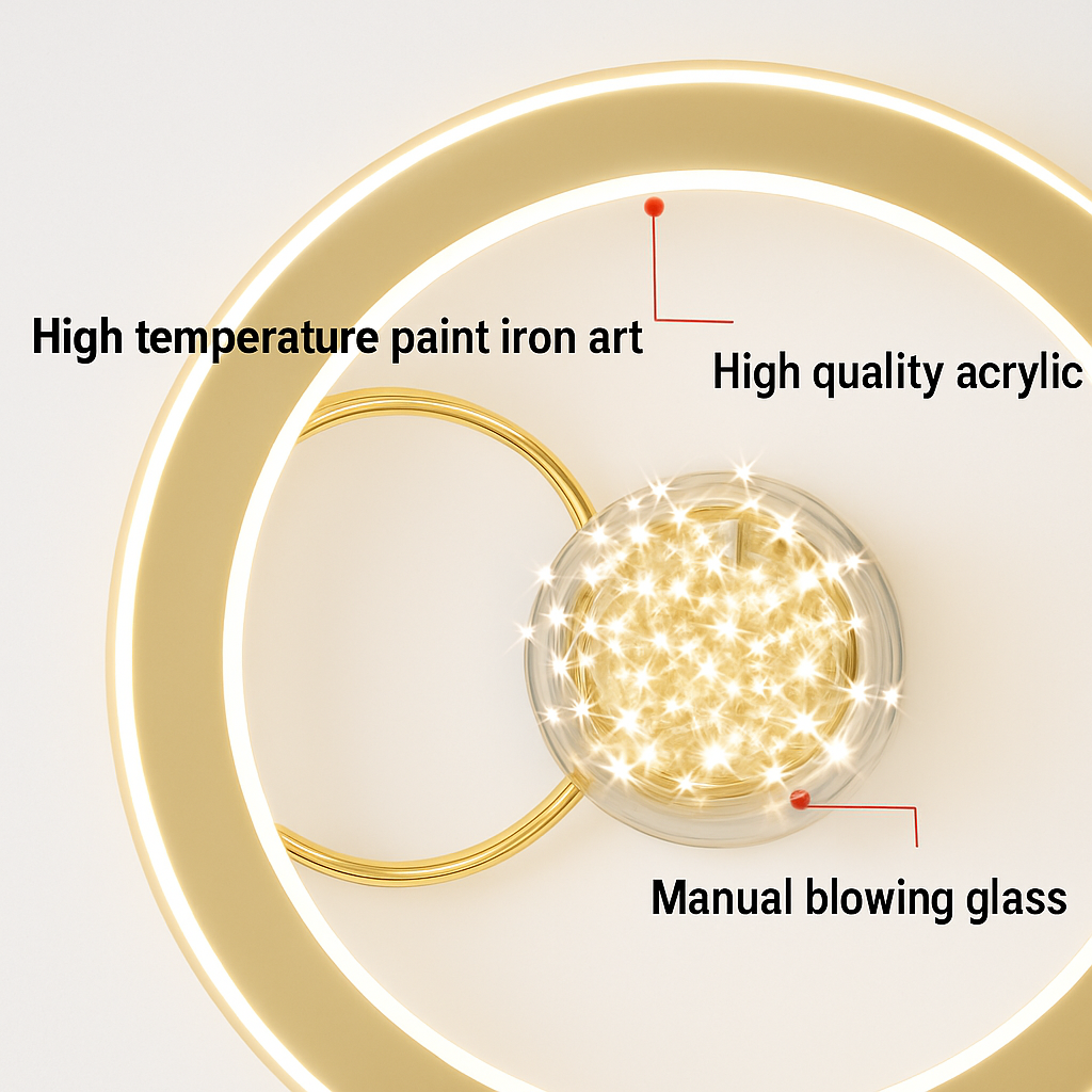 lustre led moderne de luxe avec boules de verre dorées