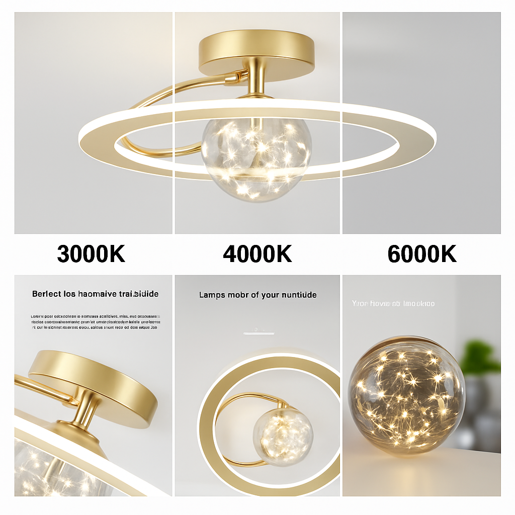lustre led moderne de luxe avec boules de verre dorées