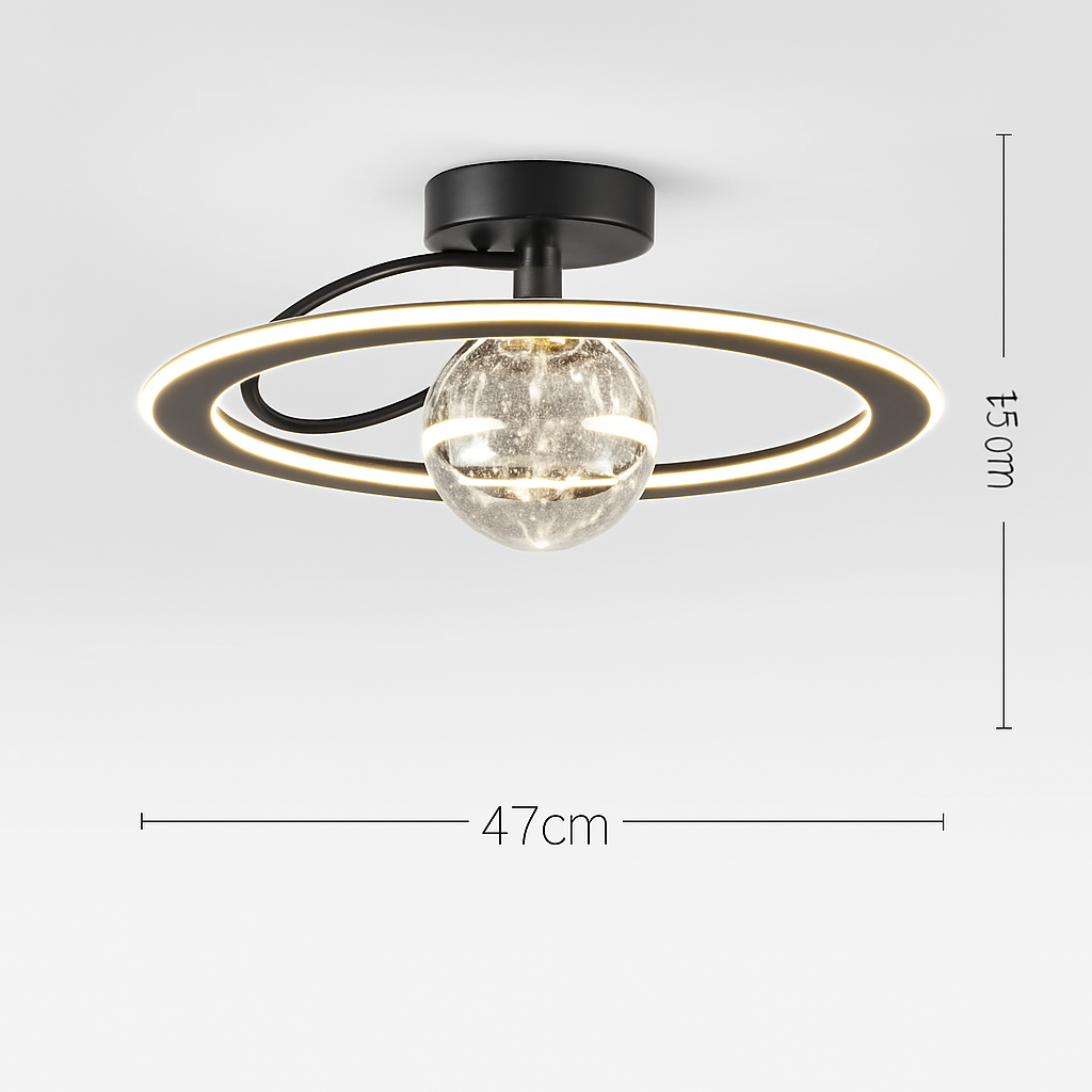 lustre led moderne de luxe avec boules de verre dorées