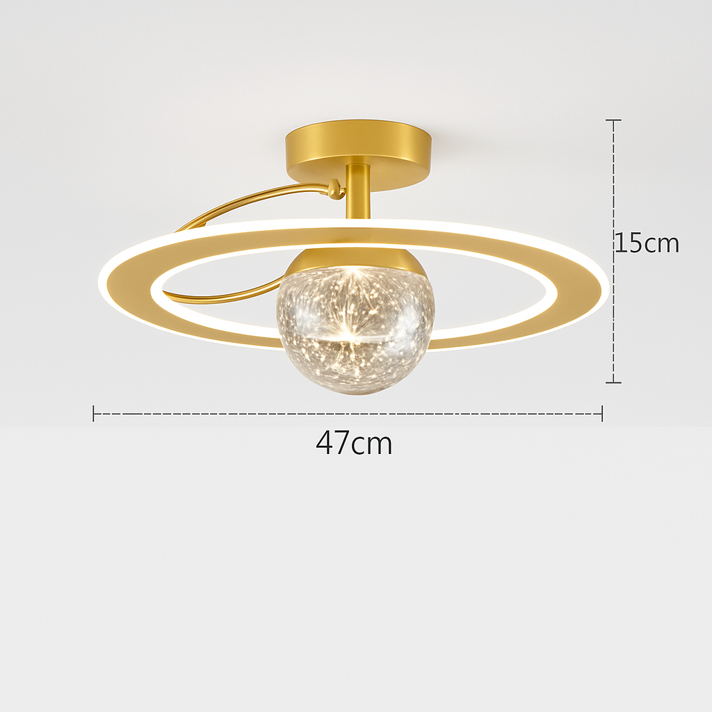 lustre led moderne de luxe avec boules de verre dorées