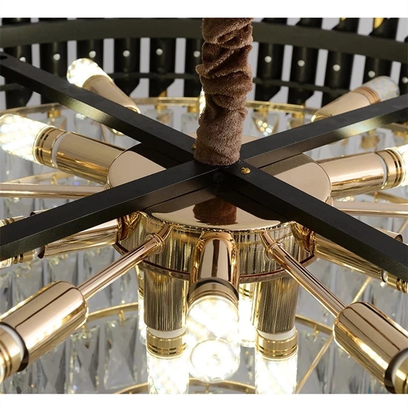lustre led moderne de luxe en cristal luminaire rond ou long