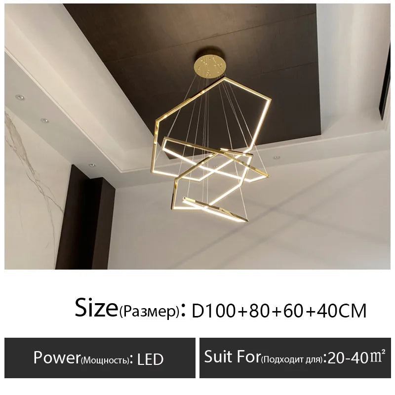 lustre led moderne en acier inoxydable pour intérieur créatif