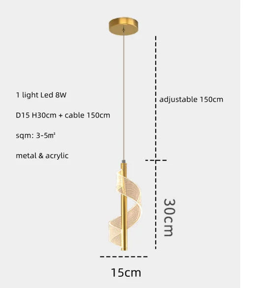 lustre led moderne en acrylique pour escaliers en colimaçon