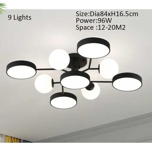 lustre led moderne en boule de verre pour décoration maison