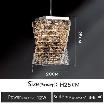 lustre led moderne en cristal de luxe adapté à l'intérieur