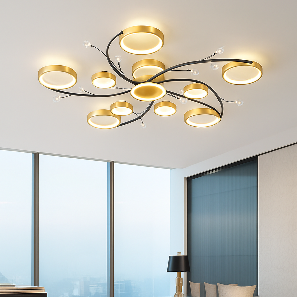 lustre led moderne en cristal pour éclairage intérieur