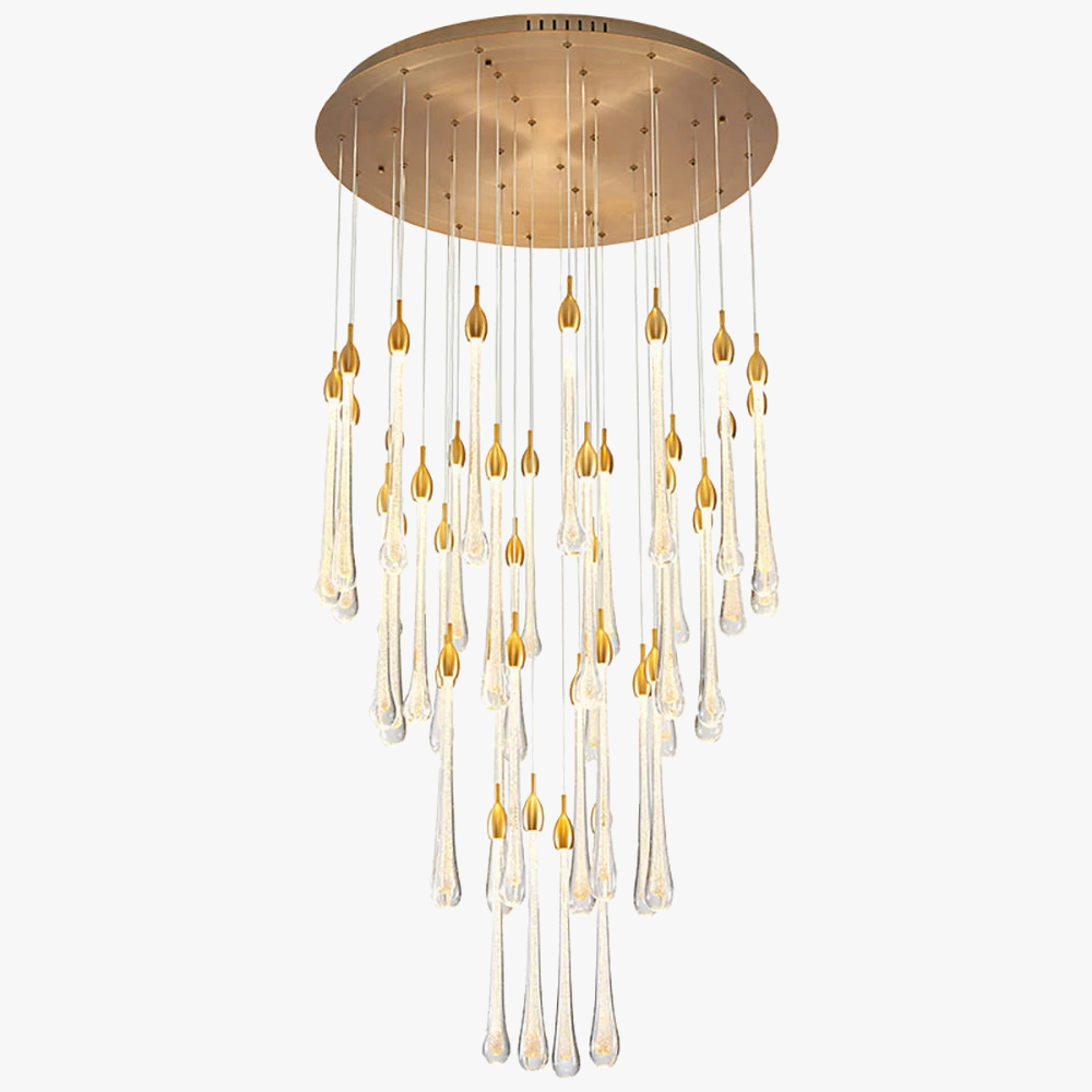lustre led moderne en cristal pour grand escalier