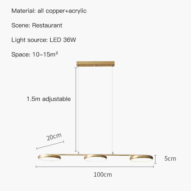 lustre led moderne en cuivre noir pour intérieur élégant