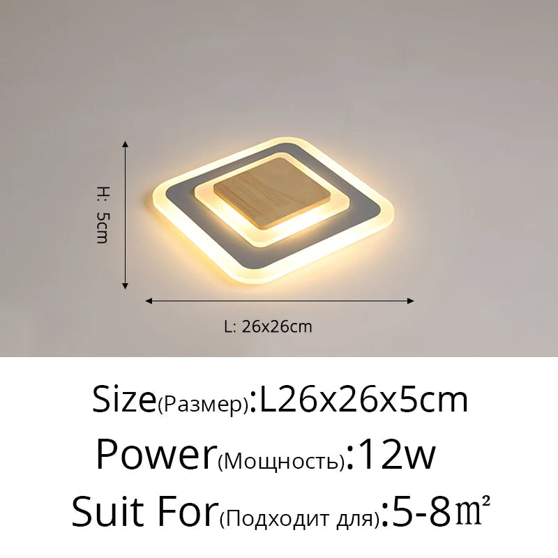 lustre led moderne en fer et bois pour intérieur minimaliste