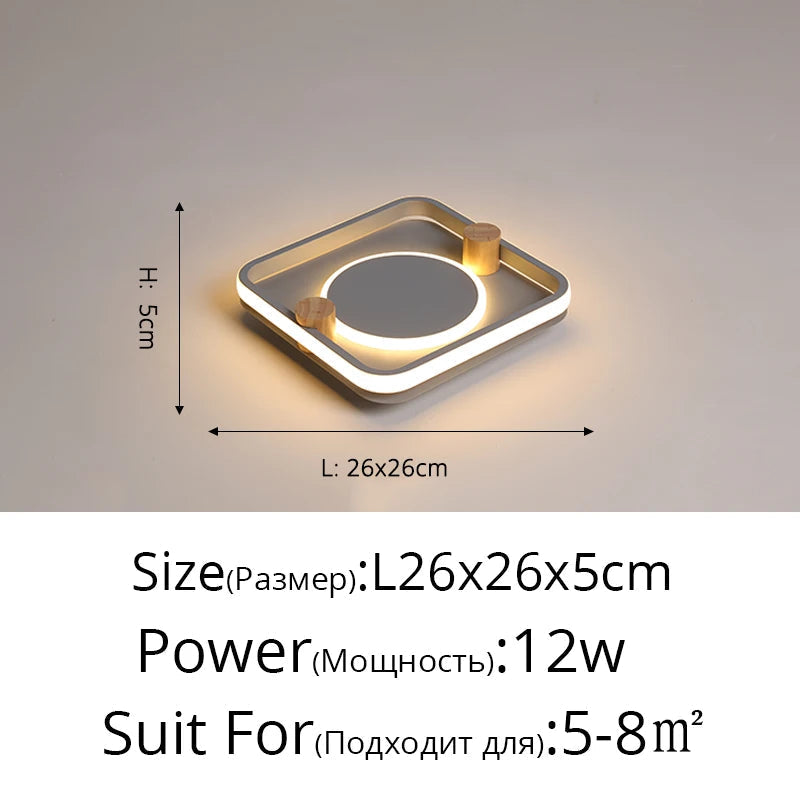 lustre led moderne en fer et bois pour intérieur minimaliste
