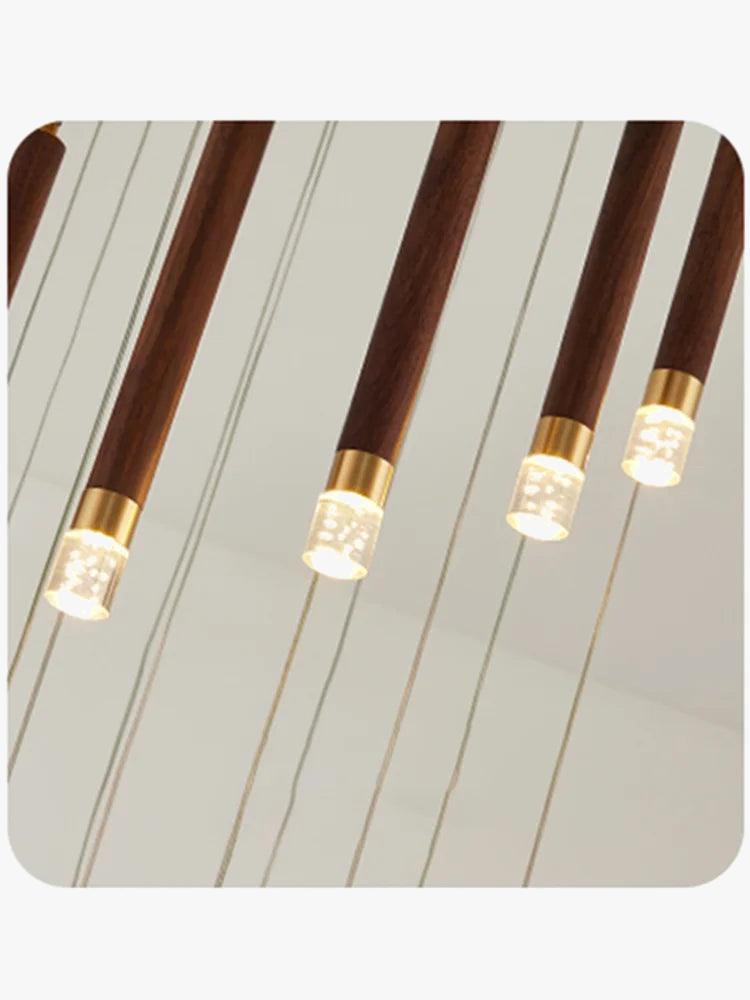 lustre led moderne en noyer pour duplex nordique simple