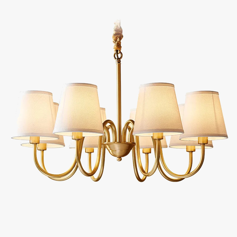 lustre led moderne en tissu et cuivre pour éclairage intérieur