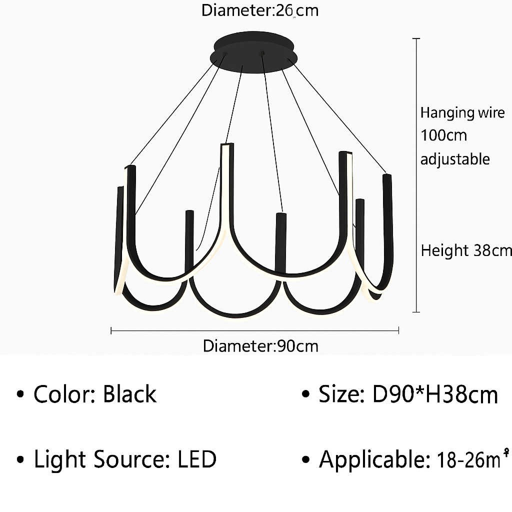 lustre led moderne en u pour décoration intérieure