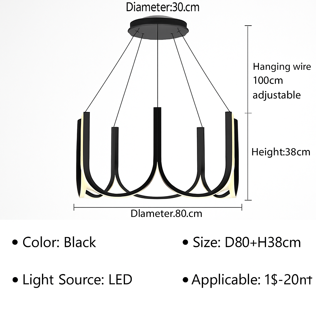 lustre led moderne en u pour décoration intérieure