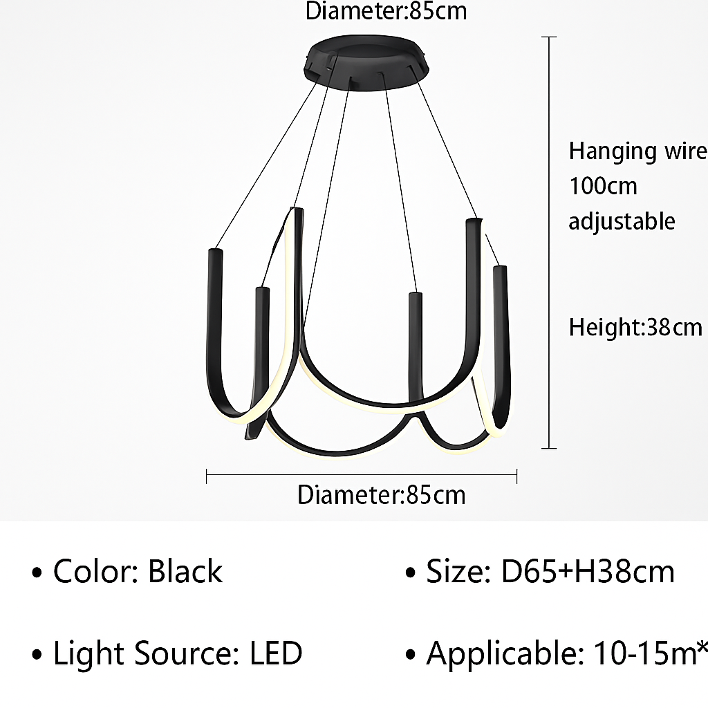 lustre led moderne en u pour décoration intérieure