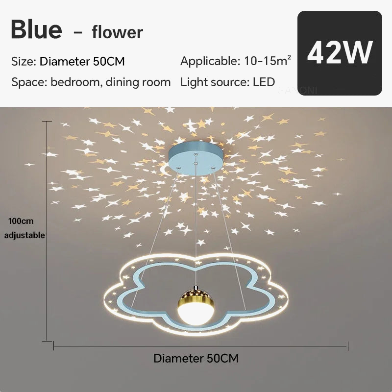 lustre led moderne nuage fleur éclairage ciel étoilé intérieur