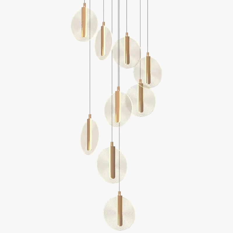 lustre à led moderne pour escalier en colimaçon haut plafond