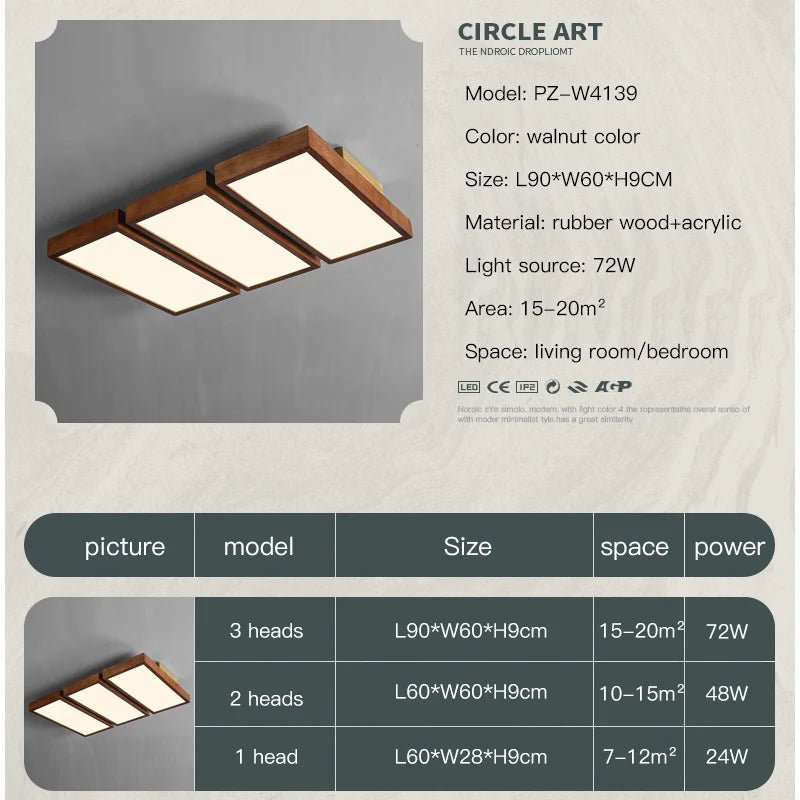 lustre à led moderne pour intérieur design en bois