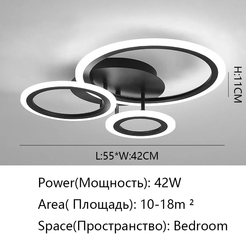Plafonnier LED noir moderne éclairage de plafond