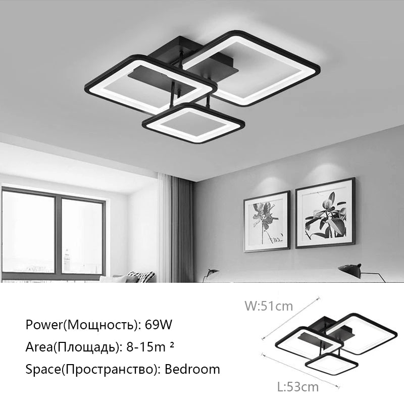 Plafonnier LED noir moderne éclairage de plafond