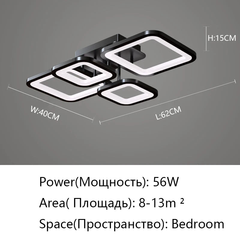 Plafonnier LED noir moderne éclairage de plafond