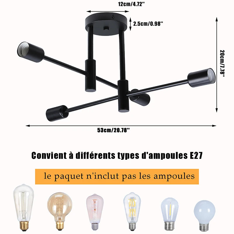 lustre led nordique avec branches créative simple luxe