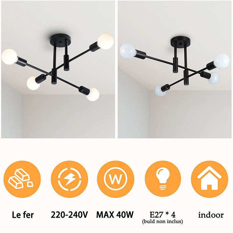 lustre led nordique avec branches créative simple luxe