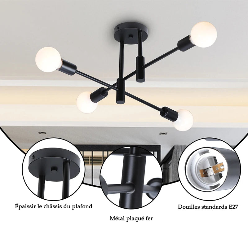 lustre led nordique avec branches créative simple luxe