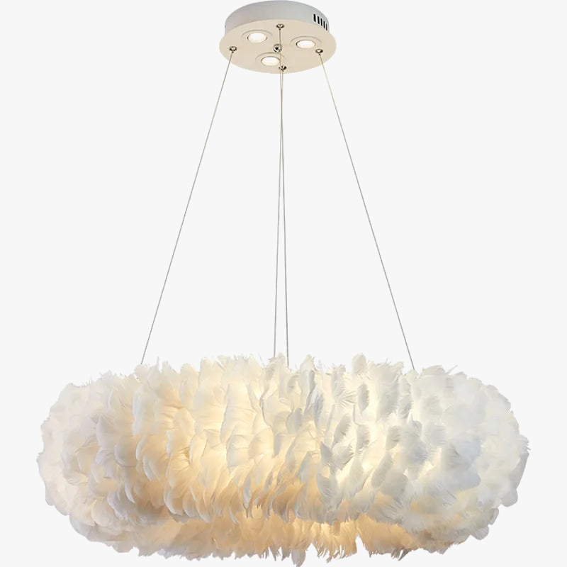lustre à led nordique avec suspension en plumes