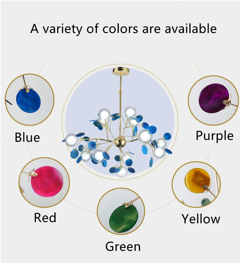 lustre led nordique bulle lumière luciole agate naturel romantique